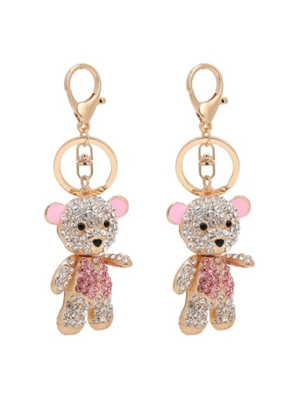Rhinestone Bear Keychain Purse Charm Backpack Keyring Cute Gift